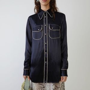 Acne studios navy satin top - size 32 / XS